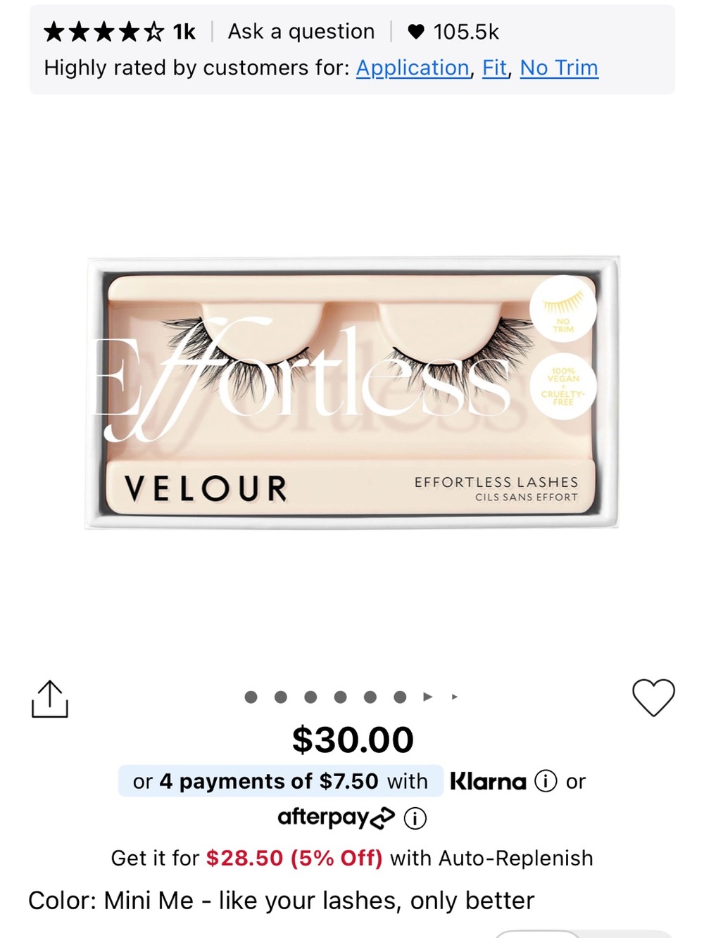 Unopened! Velour Lashes Effortless - No Trim - Natural Lash Collection